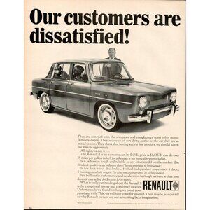 1966 Renault 8 Economy Car Vintage Print Ad (L4)
